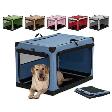 Petsfit faltbare Hundebox für Zuhause und Auto, verstellbarer Stoffbezug, blau