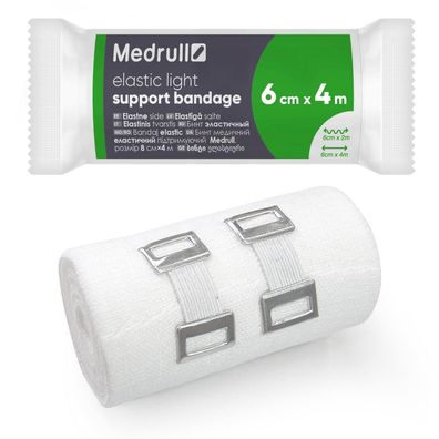 Medrull 2 Stück Dauerelastische Universal Binden 6cm x 4m, mit 2 Clips