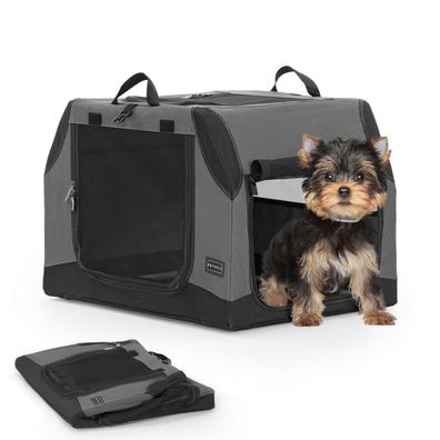 Petsfit Faltbare Hundebox für Auto, Kofferraum & Rückbank, Grau, Größe S