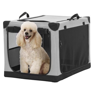 Petsfit faltbare Hundebox für Zuhause und Auto, Grau, 76x50x49 cm
