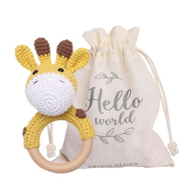 Youuys Babyrassel Gehäkelte Holz Giraffe, Greifling mit angenehmem Klang