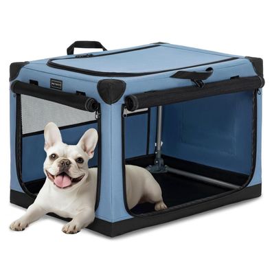 Petsfit faltbare Hundebox für Zuhause und Auto, verstellbarer Stoffbezug, Blau