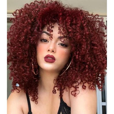 Afro Lockige Kurze Perücke Rot - 70er/80er Jahre Bouncy Fluffy Kunstfaser Haar