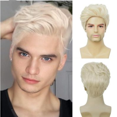 Siudus Herren Kurze Blonde Perücke - Natürliche Geschichtete Synthetik