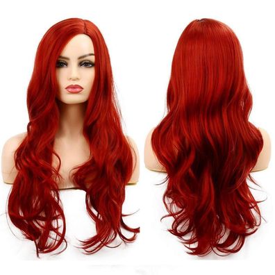 Porsmeer Lange Gewellt Rote Perücke für Damen & Mädchen - Anime Cosplay