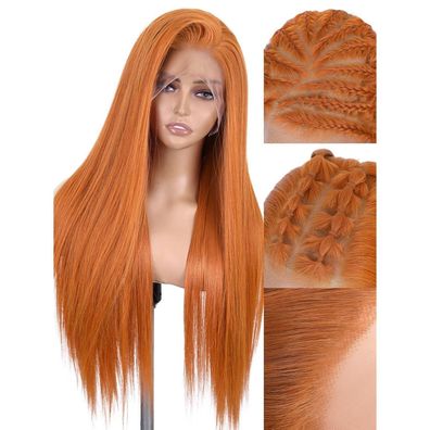 WIGNEE 13x6 Synthetische Spitze Frontperücke, vorgezogen, klebefrei, gerade, 28