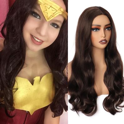 Porsmeer Lange Gewellt Dunkelbraun Perücke für Damen und Mädchen - Cosplay