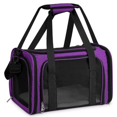 Toffcaea Transporttasche für Katze & Hund, faltbar, tragbar, bis 5kg, Lila, L