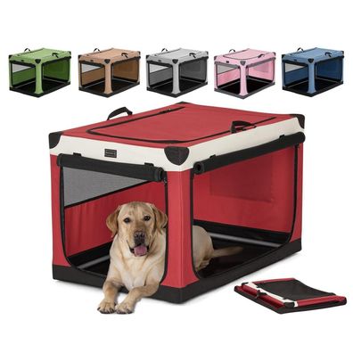 Petsfit faltbare Hundebox für Zuhause und Auto, verstellbarer Stoffbezug, Rot