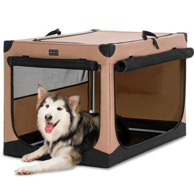 Petsfit faltbare Hundebox aus Stoff, Khaki, 100x64x63 cm, für mittlere bis