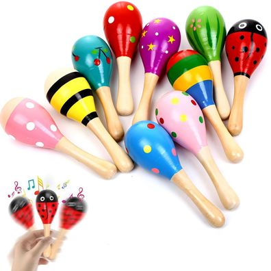 Behone Mini Holz Maracas, 12er Set Holzrasseln für Kinder, Partys und Schulen