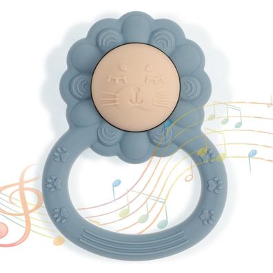 meanus Silikon Babyrassel Beißring in Löwenform - BPA-frei, ideal für Sinnes