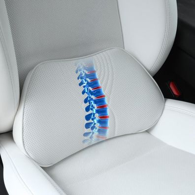 Dapucarin Ergonomisches Lendenkissen aus Memory Foam mit Bezug, Weiß Lederoptik