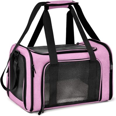 Toffcaea Transporttasche für Katze & Hund, faltbar, tragbar, bis 8kg, Rosa, L