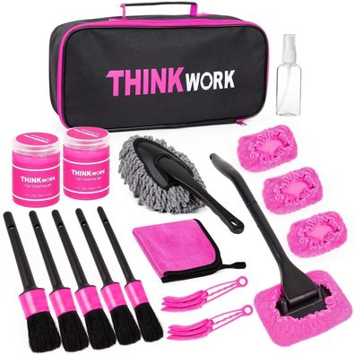 Thinkwork 17-teiliges Auto Reinigungsset - Detailing Pinsel Set für Innen- und