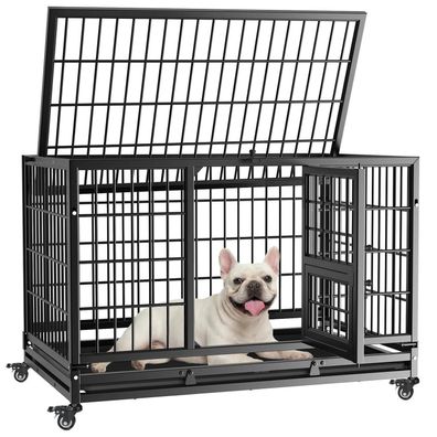 Gardner Pet Hundekäfig faltbar, 3 Türen, 82x52x56 cm, stapelbar, mit Rädern