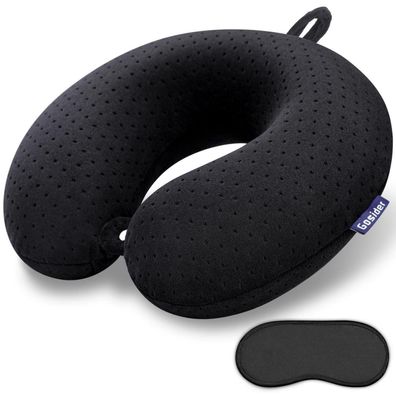 Gosider Schwarzes Reise-Nackenkissen aus Memory Foam für Hals- und