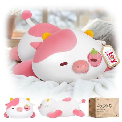 Mewaii Erdbeer-Kuh Plüschkissen 33 cm - Süßes Kawaii Kuscheltier für Kinder und
