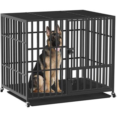 BingoPaw Schwerlast Hundekäfig XXL Transportbox Metall Gitterbox mit 3 Türen, 4