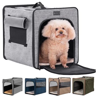 Petsfit faltbare Hundebox aus kratzfestem Stoff für kleine Hunde, Grau, S