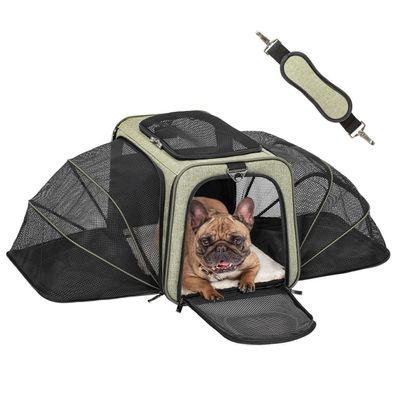 Petsfit Faltbare, erweiterbare Transporttasche für Katze und Hund, bis 9kg, Grün