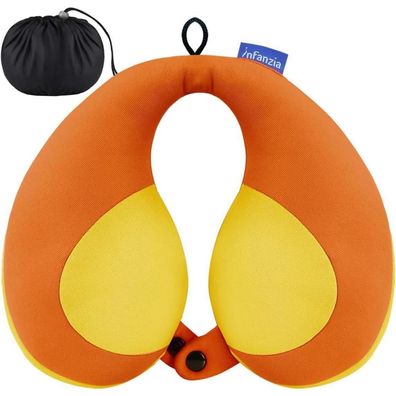 Infanzia Kinder Nackenkissen U-förmig, Kinnstütze für Auto & Flugzeug, Orange
