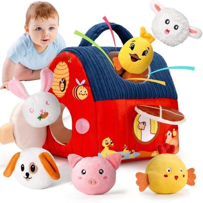 Loyzico Baby Montessori Spielzeug ab 6 Monate, Sensorikspielzeug Bauernhof mit