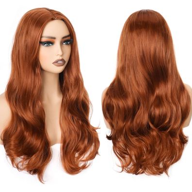 Porsmeer 26 Zoll/60 cm Wavy Synthetische Faser Lockige Ersatz Perücke für