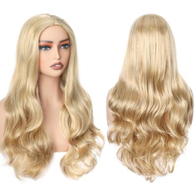 Porsmeer Blonde Ombre Wellige Synthetik-Perücke, 60cm/26 Zoll, für Cosplay