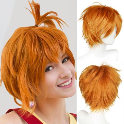 Yeeshedo Unisex Hell-Orange Kurzhaar Anime Cosplay Perücke, glatt, flauschig