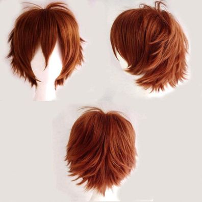 Yeeshedo Unisex Bob Perücke Kupferbraun - Kurzer, glatter Cosplay-Haarersatz