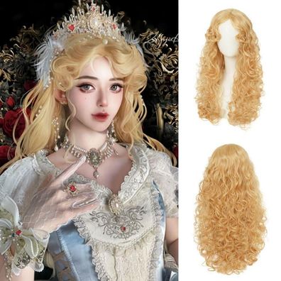 Siudus Blond Lang Lockig Perücke mit Pony für Damen - Synthetische Cosplay