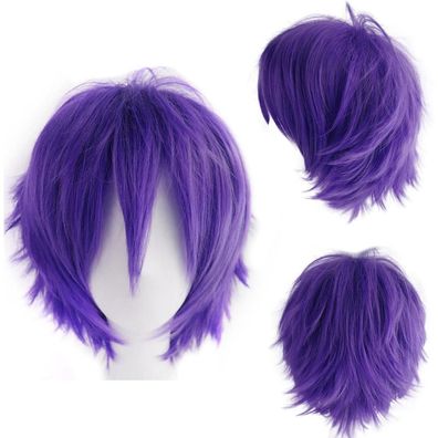 Yeeshedo Herren Perücke Unisex Anime Cosplay Wig Damen Kurz Synthetik Lila für