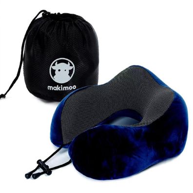 Makimoo Memory Foam Reisekissen mit 360-Grad-Kopfstütze, Blau - Ideal für