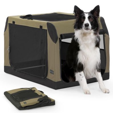 Petsfit Faltbare Hundebox für Auto, Kofferraum & Rückbank, L, Armeegrün