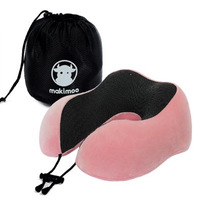 Makimoo Memory Foam Reisekissen Nackenkissen mit 360-Grad-Kopfstütze, Rosa