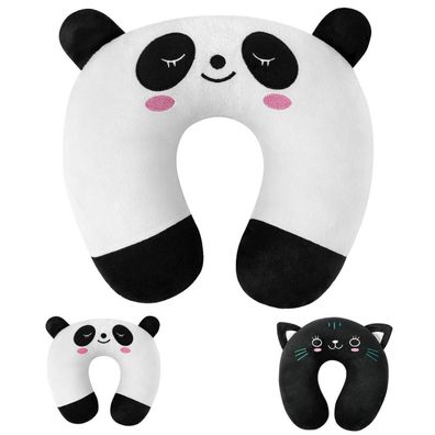 Alaoo Kinder Nackenkissen Panda, Memory Foam Reisekissen U-förmig, Cartoon Tier