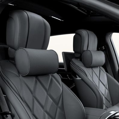 Dapucarin Auto Nackenkissen in Lederoptik & Memory Foam, 2 Stück, Schwarz