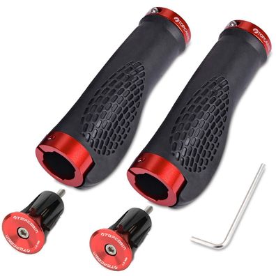 Topcabin 1 Paar Ergonomische Fahrradgriffe für MTB/BMX mit Aluminium-Endkappen