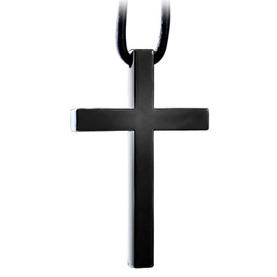 Deselen Kreuz Autoanhänger für Innenspiegel - Hochwertig Metallisch, Schwarz, 1
