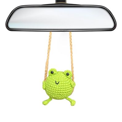 KIAYOO Gestrickter Frosch Anhänger für Auto Rückspiegel - Süße Deko & Geschenk
