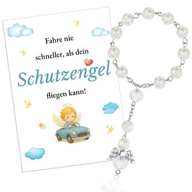Snyvpra Schutzengel Auto Anhänger mit Rosenkranz - Glücksbringer & Deko für den
