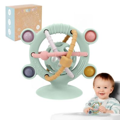 TYRY. HU Baby Rassel mit Saugnapf aus Silikon - Sensorik & Montessori Spielzeug