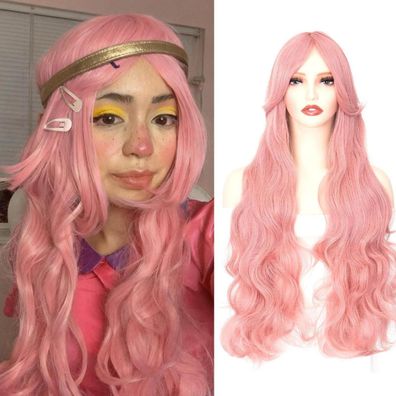 Luxiremi Cosplay Perücke Schwarz Rosa 32 Zoll Lang mit Pony für Damen - Ideal