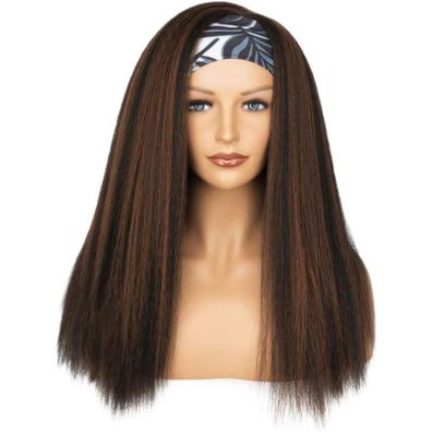 WIGNEE Kinky Straight Stirnbandperücke mit 2A/30 Highlights, 56 cm
