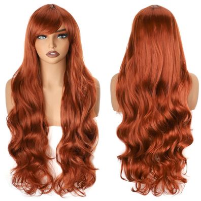 Yeeshedo Ingwer Auburn Cosplay Perücke für Frauen - Langes Gewelltes Haar