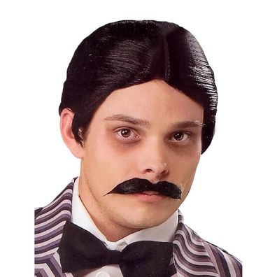 Porsmeer Die Family Wig: Gomez Perücke Herren Schwarz Halloween Kostüm Cosplay
