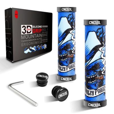 CNCLOL Fahrrad Lenkergriffe MTB 22mm Silikon Doppel Lock-On Design Blau-HD