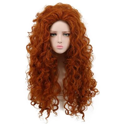 Yuehong Damen Perücke: Lange Lockige Orange Prinzessin Cosplay Haare