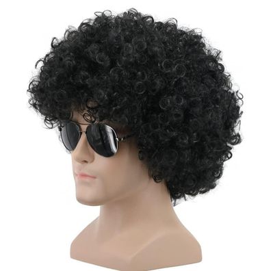 Yuehong Kurze Schwarze Fluffy Afro Perücke 70er 80er Jahre Disco Cosplay Party